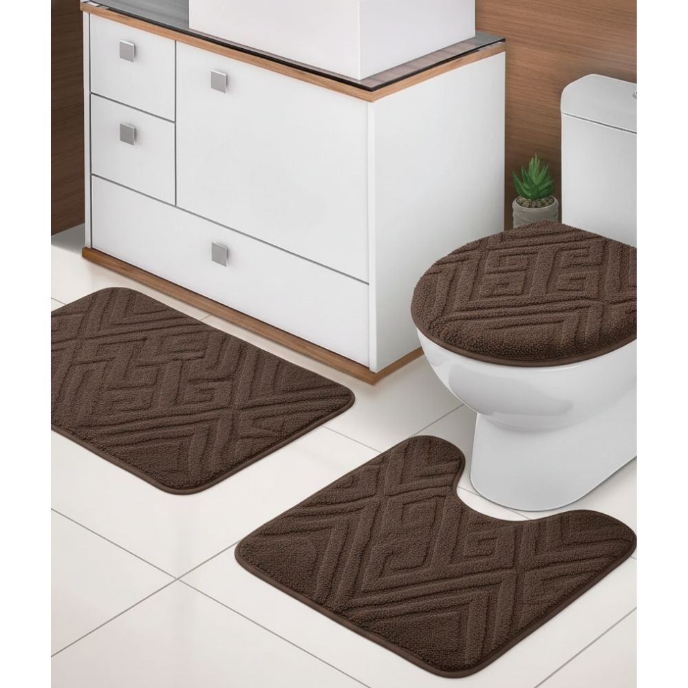 Jogo de Banheiro 3 Peças Antiderrapante Idee Home
