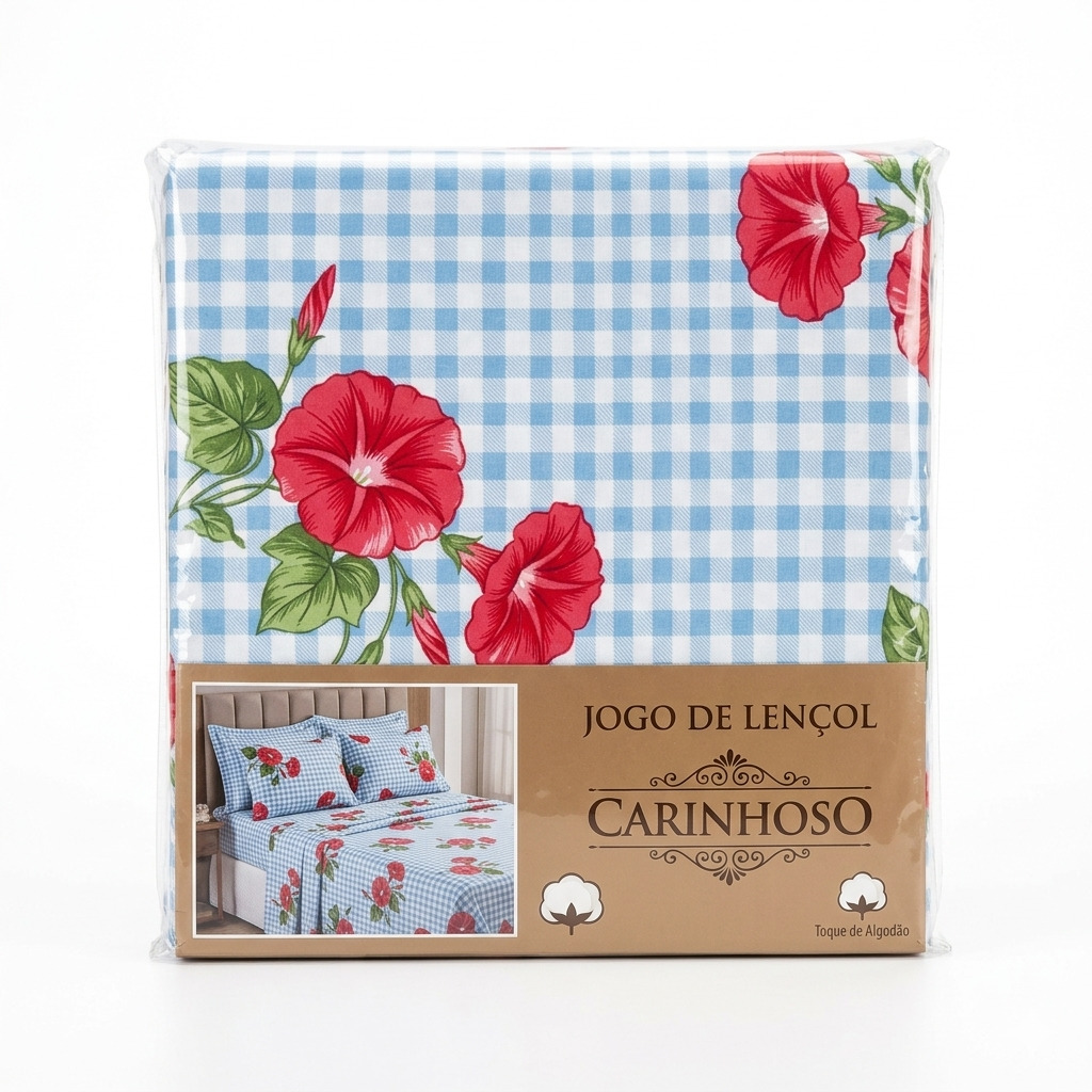 Jogo de Lençol Casado Carinhoso 3 Peças