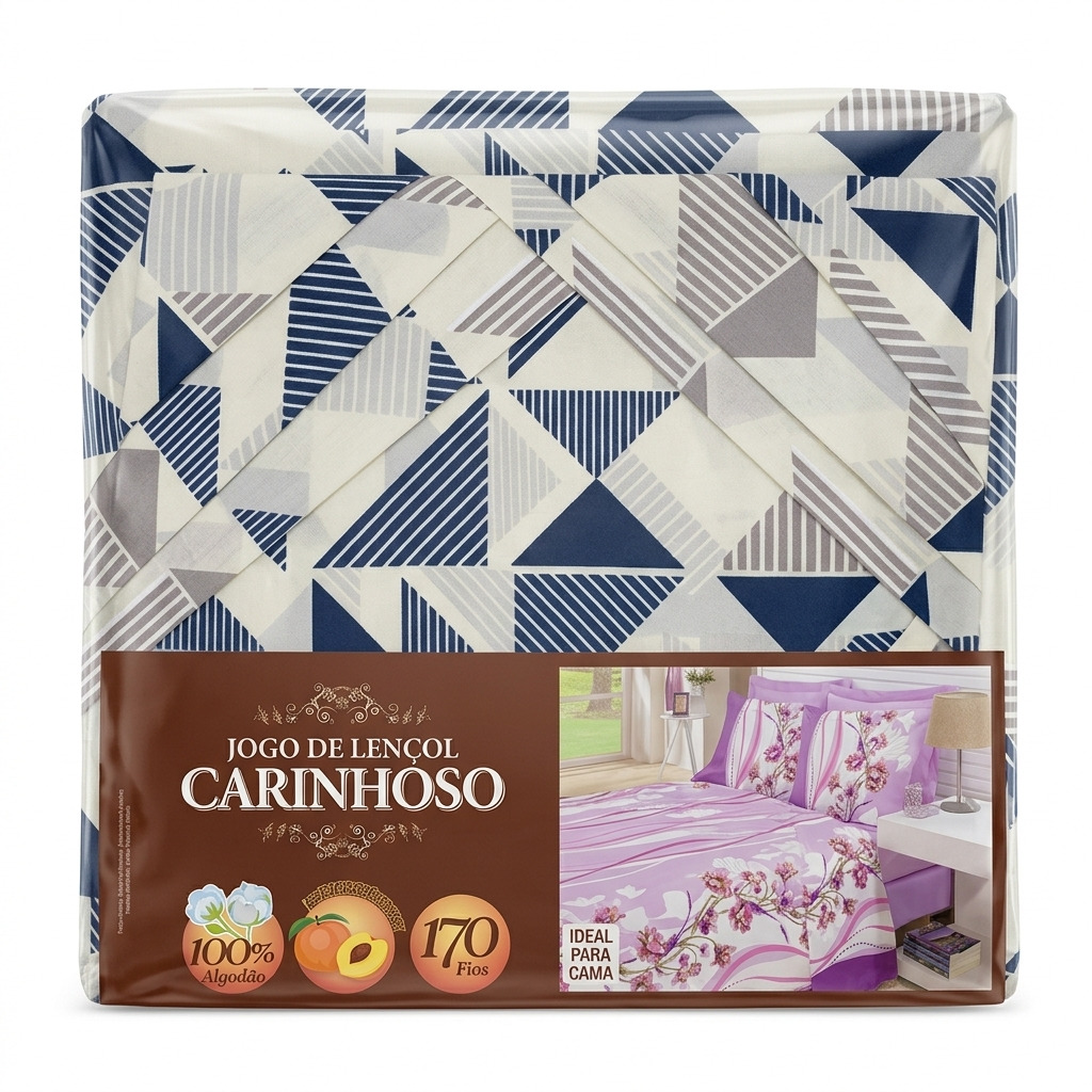 Jogo de Lençol Casado Carinhoso 3 Peças