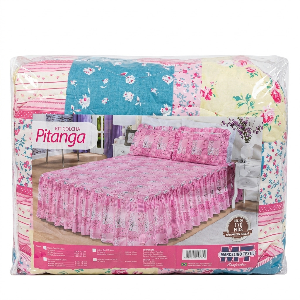 Kit Colcha Pitanga Casal 5 Peças Estampada