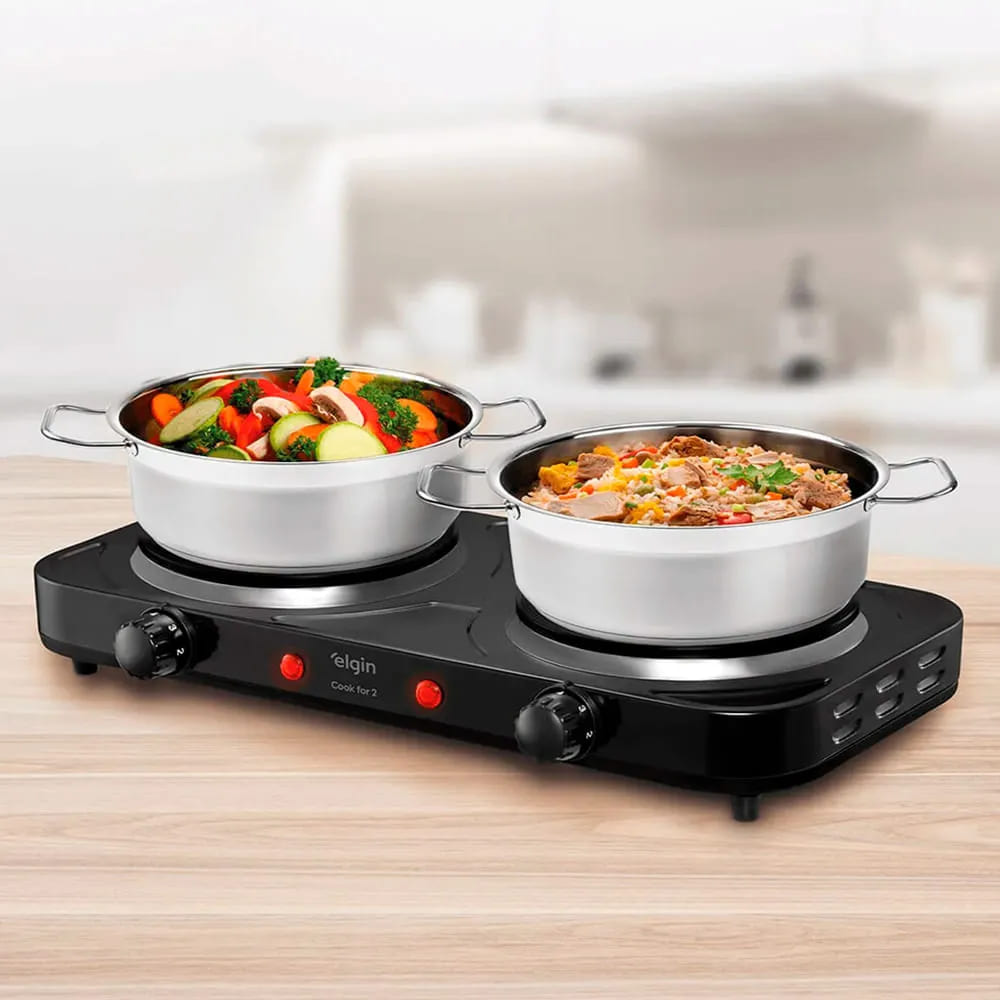 Fogão Elétrico Portátil Elgin 2 Bocas 2000W