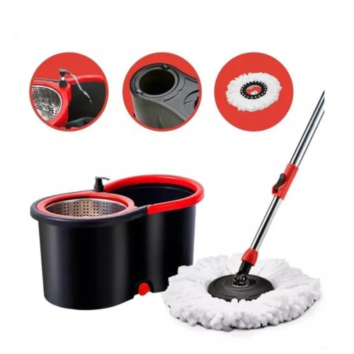 Mop Giratório Pro Com Centrífuga em Aço Inox Powermaid